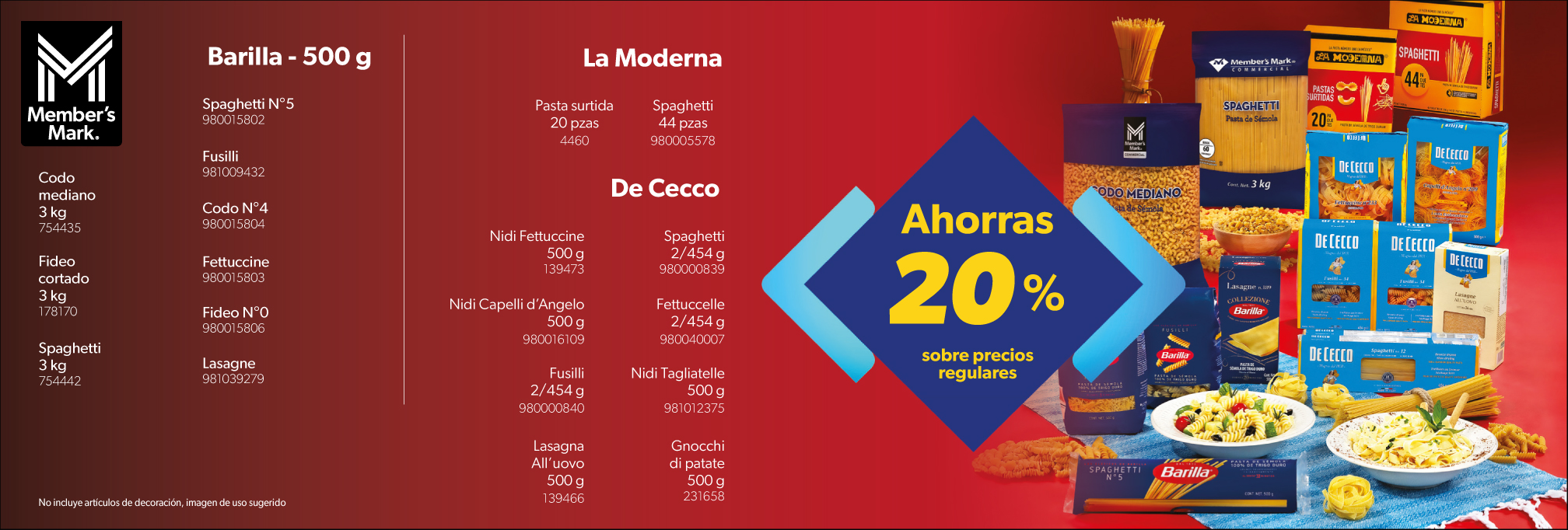 Variedad de pastas