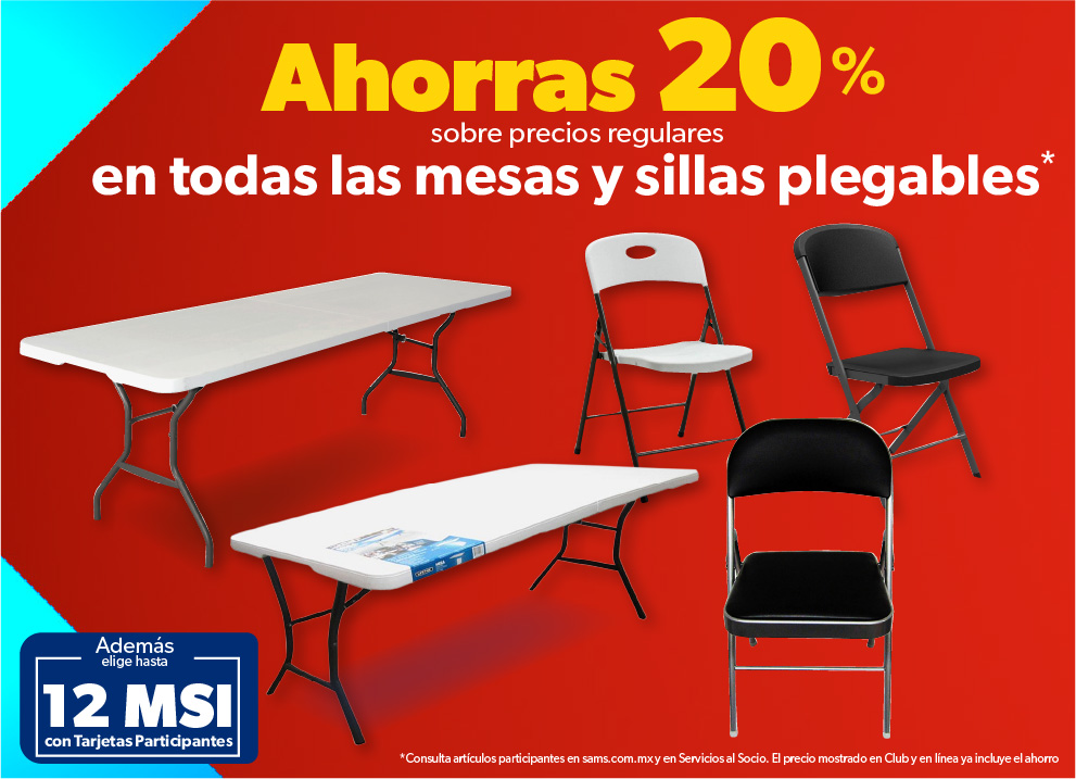 En todas las mesas y sillas plegables