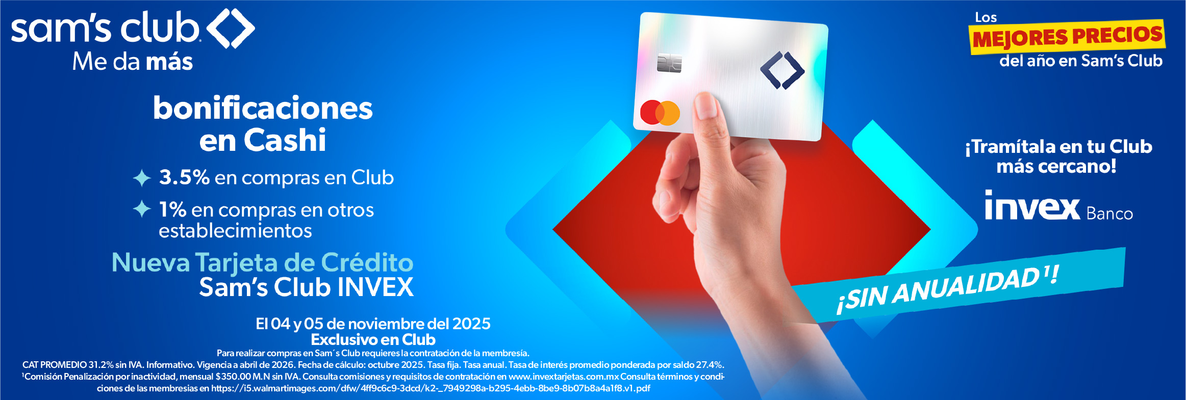 Nueva Tarjeta de credito Sams Club INVEX