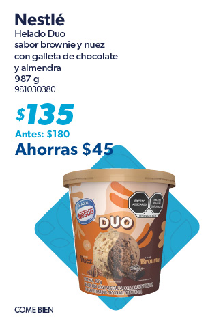 Helado duo sabor brownie y nuez