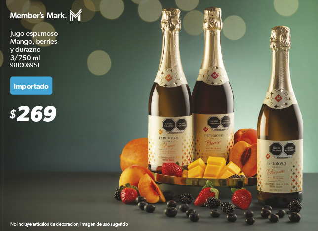 Jugo espumoso mango berries y durazno