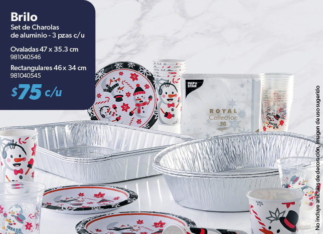 Set de charolas de aluminio ovaladas rectangulares