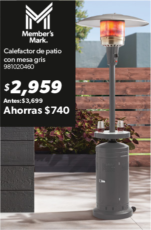 Calefactor de patio con mesa