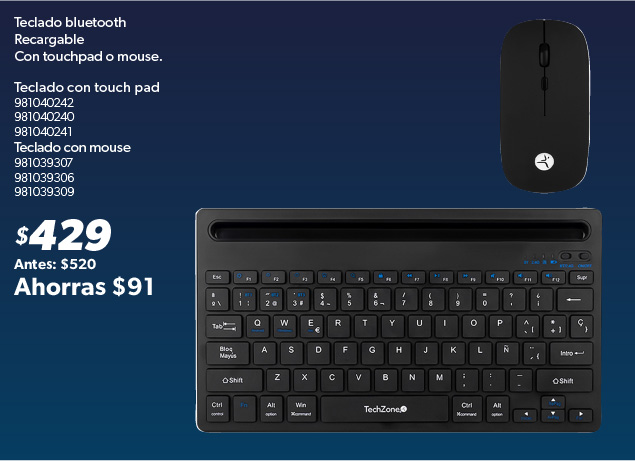 Teclado bluetooth con mouse