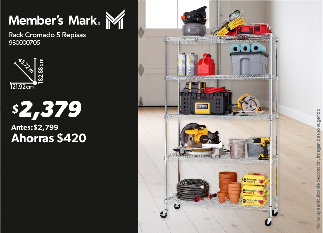 Rack cromado 5 repisas