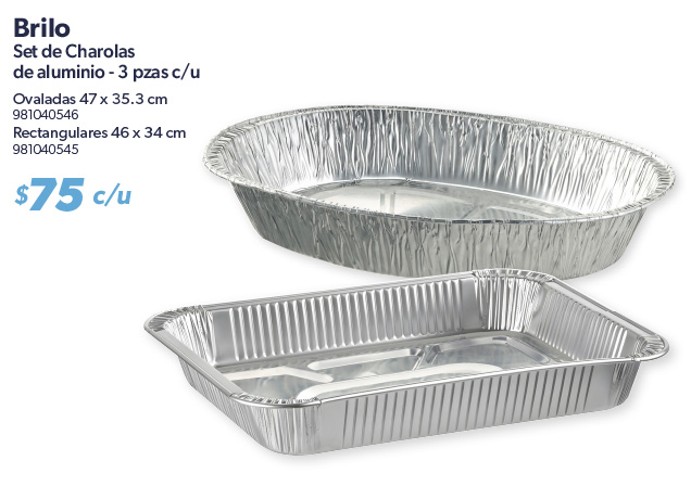 Set de charolas de aluminio