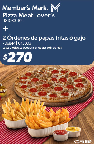 Pizza mas orden  de papas gajo o fritas