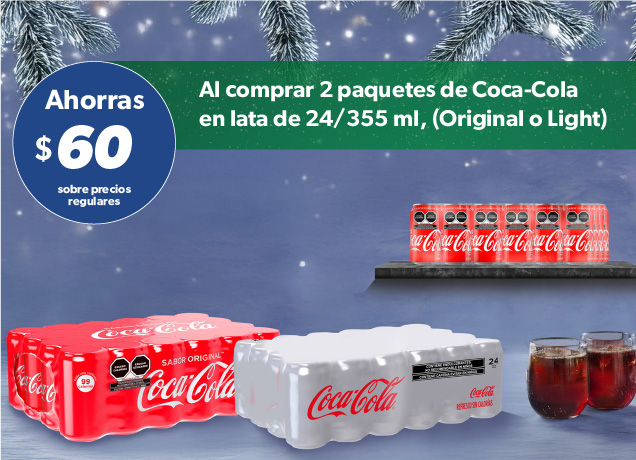 Al comprar dos paquetes de lata original o light 355 ml